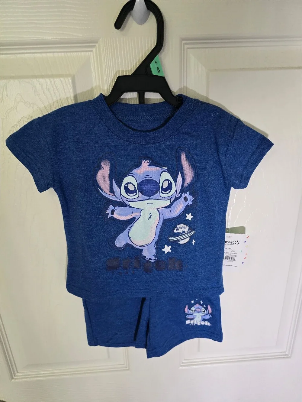 NWT Disney Stitch Boys Blue 2 Piece Short Shirt Set 6-9M